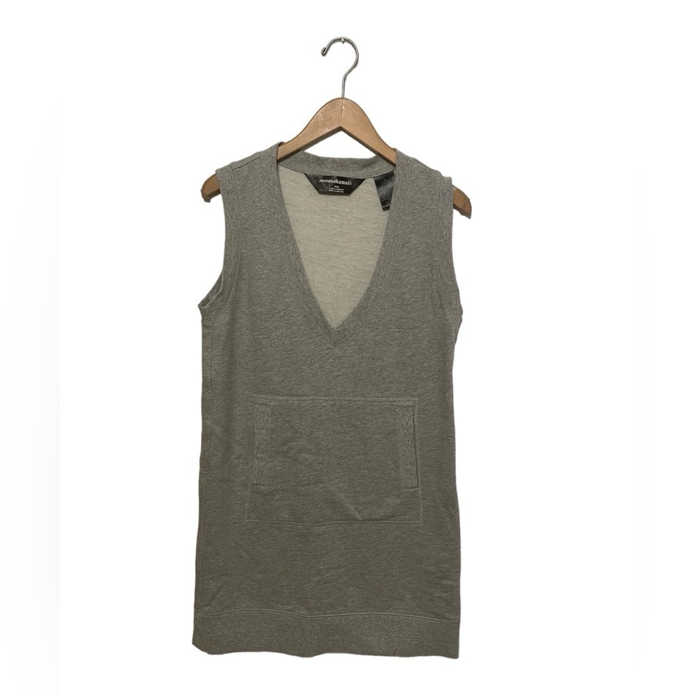 Norma Kamali Women’s Medium Gray Sleeveless Cotton V-neck Sweatshirt Dress